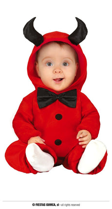 Feestbazaar Duivel Jumpsuit Rood Baby Met Strik