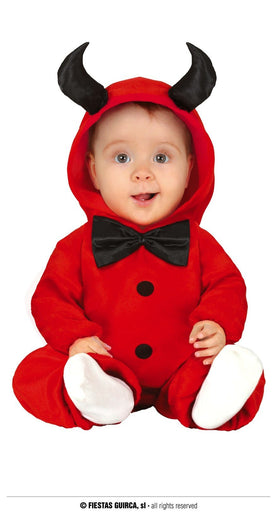 Feestbazaar Duivel Jumpsuit Rood Baby Met Strik
