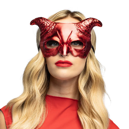 Feestbazaar Duivel Masker Demoon Rood Metallic