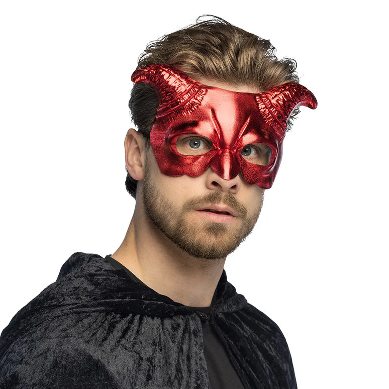 Feestbazaar Duivel Masker Demoon Rood Metallic