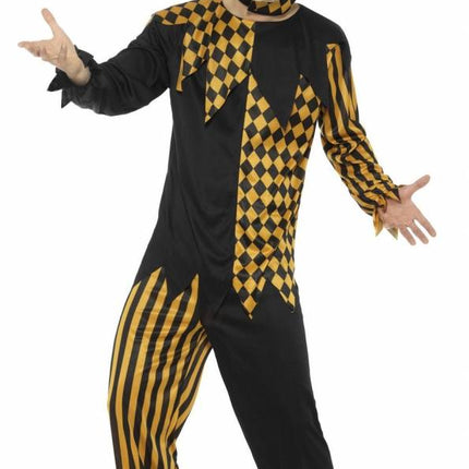 Feestbazaar Duivelse Joker pak Halloween goud/zwart