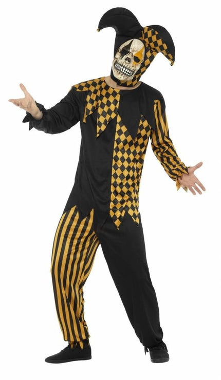 Feestbazaar Duivelse Joker pak Halloween goud/zwart