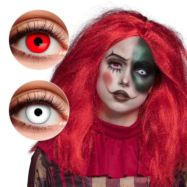 Feestbazaar Duo 3-Maandslenzen Creepy Clown Rood en Wit