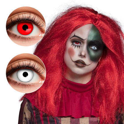 Feestbazaar Duo 3-Maandslenzen Creepy Clown Rood en Wit
