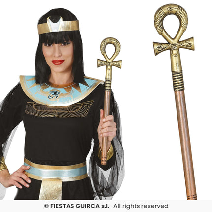 Feestbazaar Egyptische Scepter Key of Life 50cm