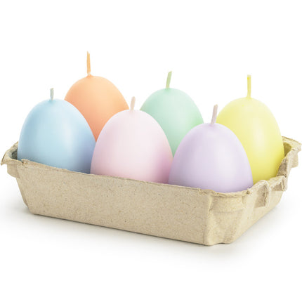 Feestbazaar Ei Kaarsen Pastelkleuren (6st)