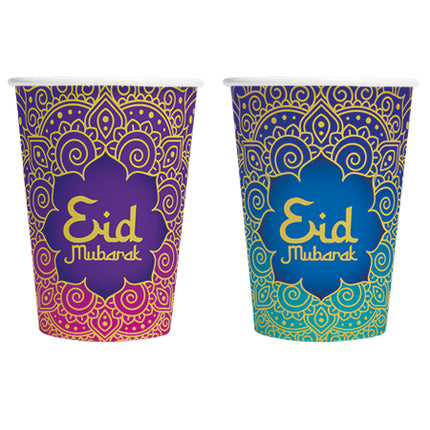 Feestbazaar Eid Mubarak Bekers Paars/Blauw (8st)
