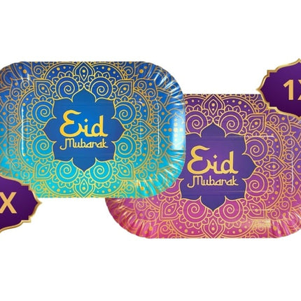 Feestbazaar Eid Mubarak Dienblad Paars/Blauw (2st)