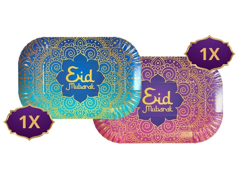 Feestbazaar Eid Mubarak Dienblad Paars/Blauw (2st)