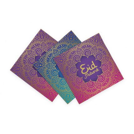 Feestbazaar Eid Mubarak Servetten Paars/Blauw (20st)