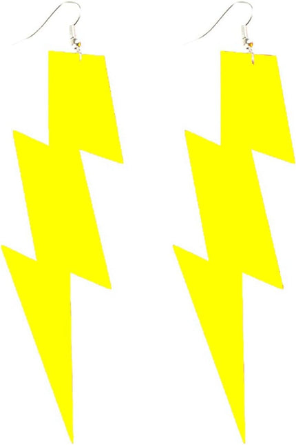 Feestbazaar Eightees Oorbellen Flash neon geel