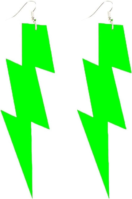 Feestbazaar Eightees Oorbellen Flash neon groen