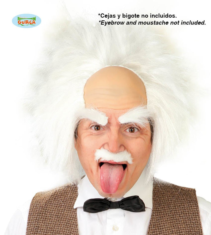 Feestbazaar Einstein Pruik Met Kaal Voorhoofd