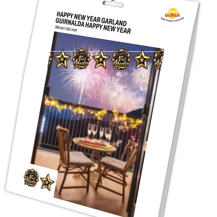 Feestbazaar Elegante Happy New Year Slinger Zwart/Goud (3m)