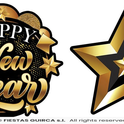 Feestbazaar Elegante Happy New Year Slinger Zwart/Goud (3m)
