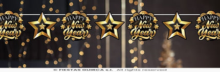 Feestbazaar Elegante Happy New Year Slinger Zwart/Goud (3m)