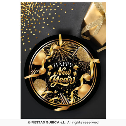 Feestbazaar Elegante Nieuwjaar Schaal Zwart/Goud (32cm)