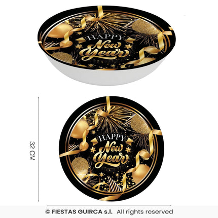 Feestbazaar Elegante Nieuwjaar Schaal Zwart/Goud (32cm)