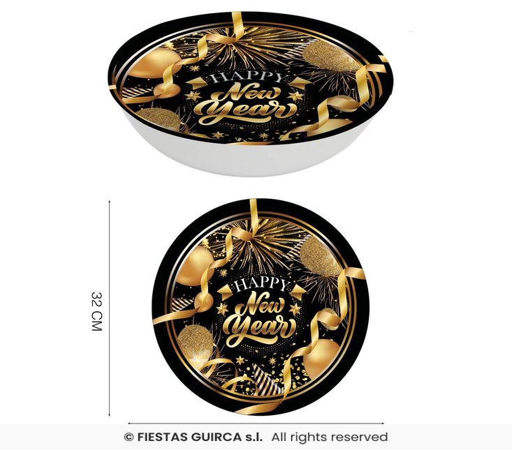 Feestbazaar Elegante Nieuwjaar Schaal Zwart/Goud (32cm)