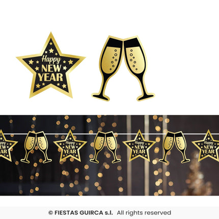 Feestbazaar Elegante Nieuwjaar Slinger Champagne (3m)