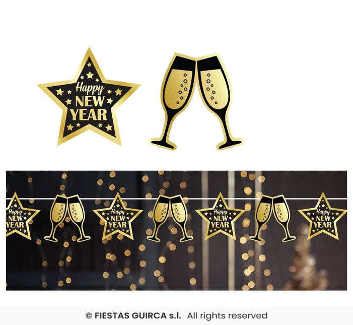 Feestbazaar Elegante Nieuwjaar Slinger Champagne (3m)
