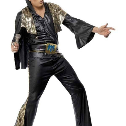 Feestbazaar Elvis carnavalspak zwart/goud