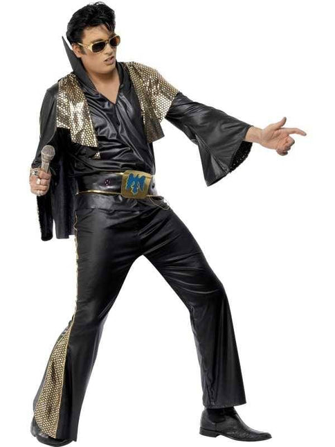 Feestbazaar Elvis carnavalspak zwart/goud