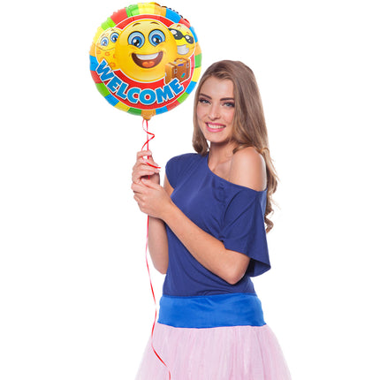 Feestbazaar Emoji Folieballon 'Welcome' (45cm)
