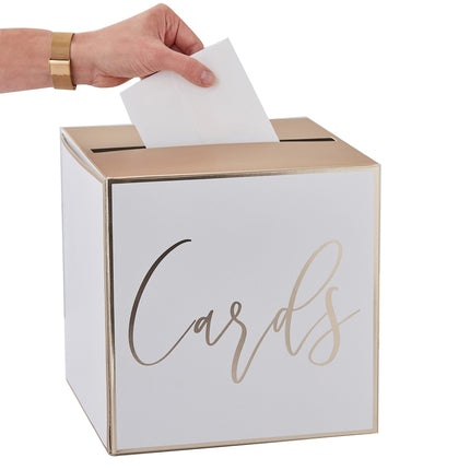 Feestbazaar Enveloppendoos Bruiloft Cards Wit Goud