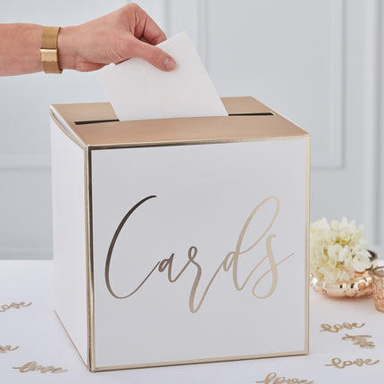 Feestbazaar Enveloppendoos Bruiloft Cards Wit Goud