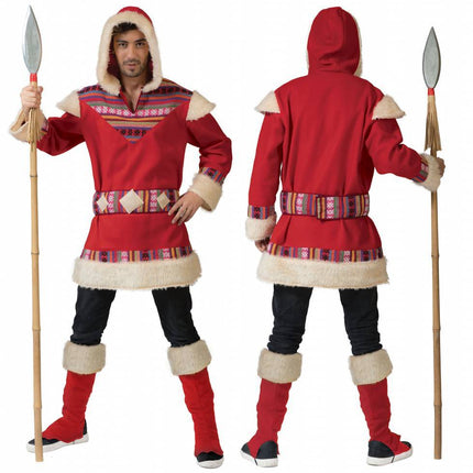Feestbazaar Eskimo kostuum man rood
