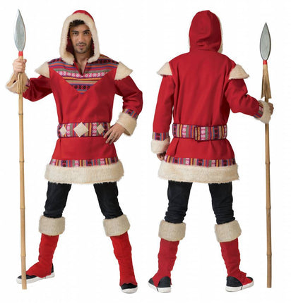 Feestbazaar Eskimo kostuum man rood