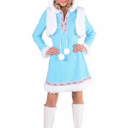 Feestbazaar Eskimo outfit Ice-Blue vrouw