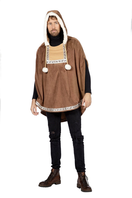 Feestbazaar Eskimo Poncho Rako Bruin Man