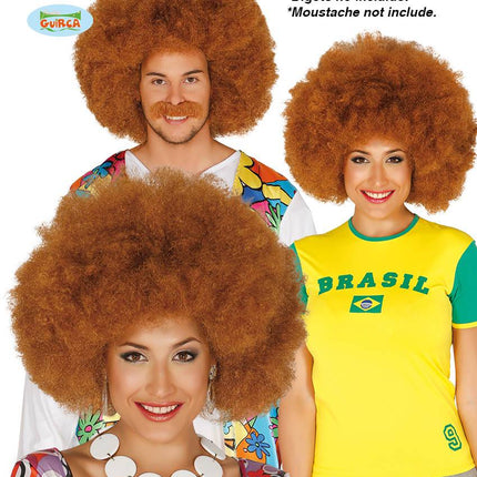 Feestbazaar Extra grote bruine Afro pruik
