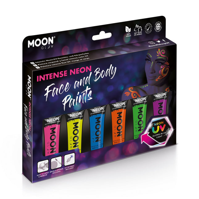 Feestbazaar Face And Body Paints UV Neon Kit