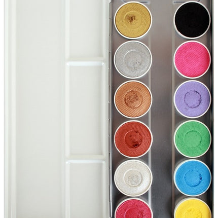 Feestbazaar Face & Bodypaint Palet Shimmer & Pastel Aqua 12 kleuren (12x5gr)
