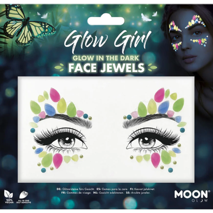 Feestbazaar Face Jewels Glow Girl Glow in the dark