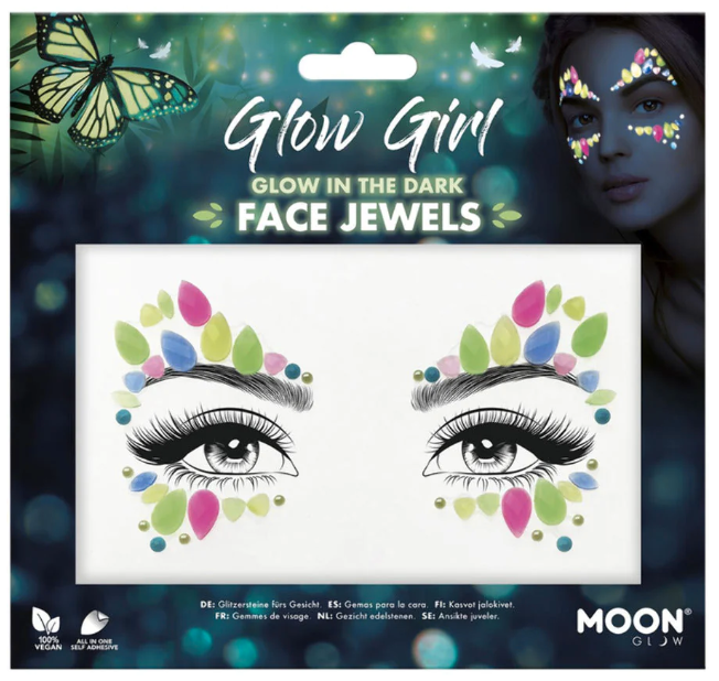 Feestbazaar Face Jewels Glow Girl Glow in the dark