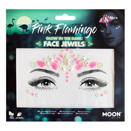 Feestbazaar Face Juwels  Pink Flamingo Glow in the Dark