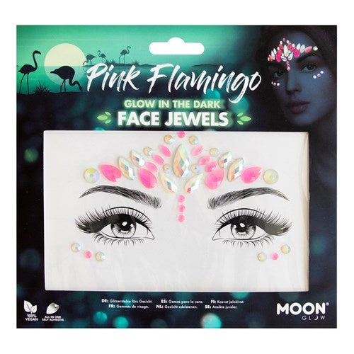 Feestbazaar Face Juwels  Pink Flamingo Glow in the Dark