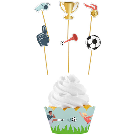 Feestbazaar Fantastic Voetbal Cupcake Decoratie Set (6st)