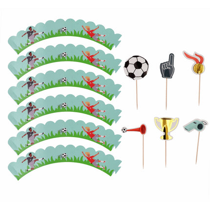 Feestbazaar Fantastic Voetbal Cupcake Decoratie Set (6st)