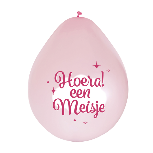 Feestbazaar Feestballonnen Hoera een meisje (8st)