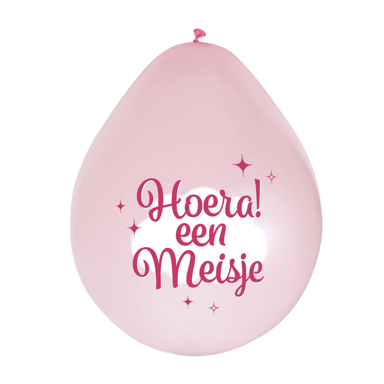 Feestbazaar Feestballonnen Hoera een meisje (8st)