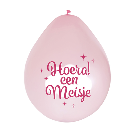 Feestbazaar Feestballonnen Hoera een meisje (8st)