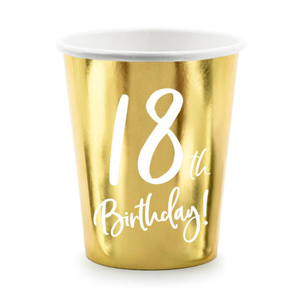 Feestbazaar Feestbekers 18th Birthday Goud - 6 Stuks