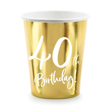 Feestbazaar Feestbekers 40th Birthday Goud - 6 Stuks