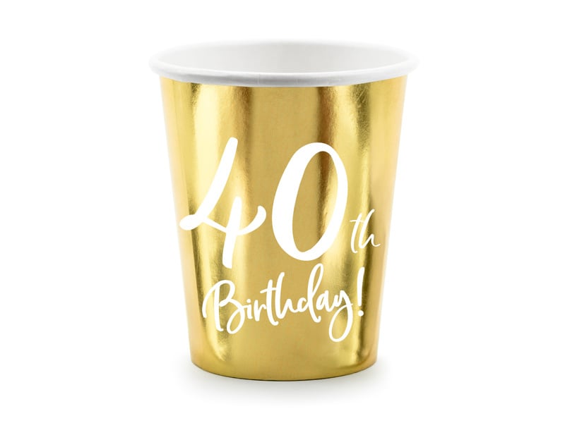 Feestbazaar Feestbekers 40th Birthday Goud - 6 Stuks