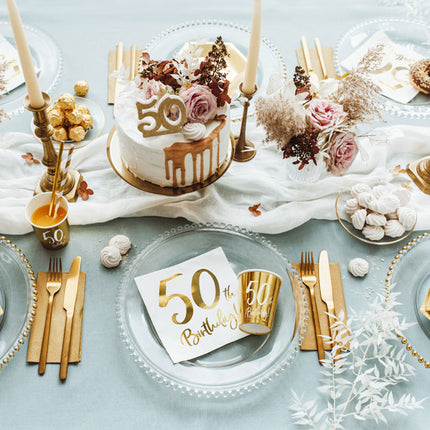 Feestbazaar Feestbekers 50th Birthday Goud - 6 Stuks